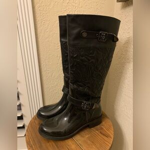 Posh Wellies Black Knee-High Rain Boots Size 7